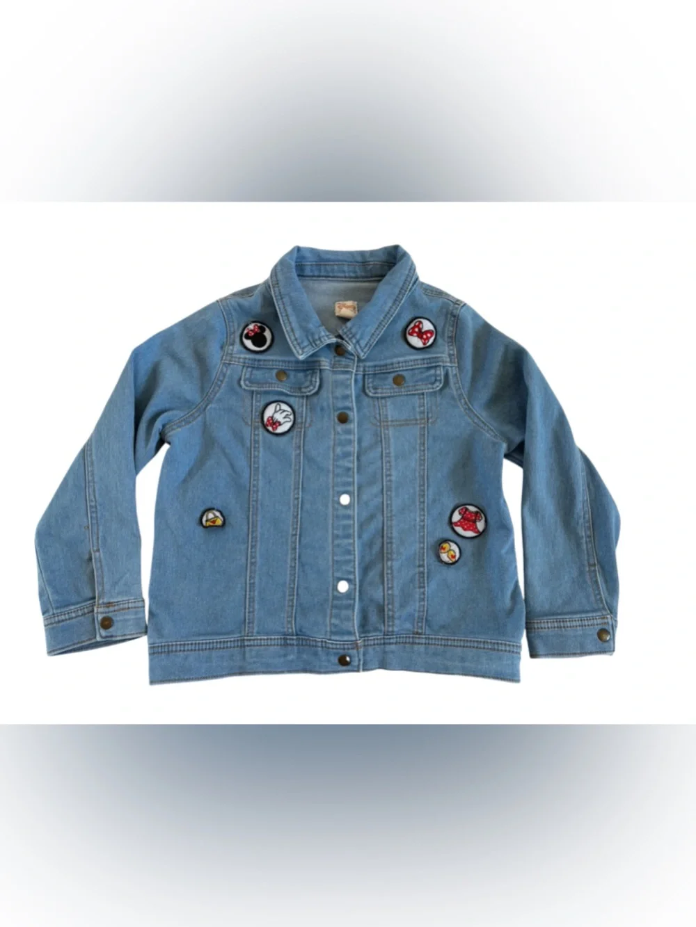 Disney Denim Jacket Girl’s Mickey & Minnie Mouse Patches Blue Jean Size 10